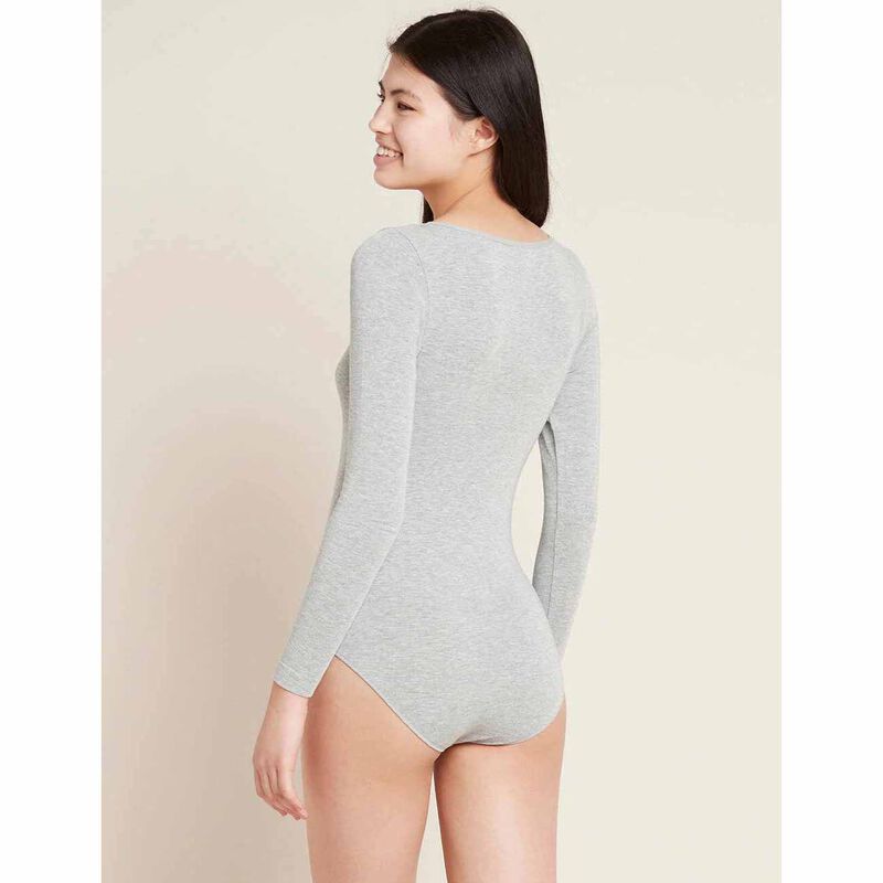 Boody Basics Long Sleeve Bodysuit Grey Marl image number 1
